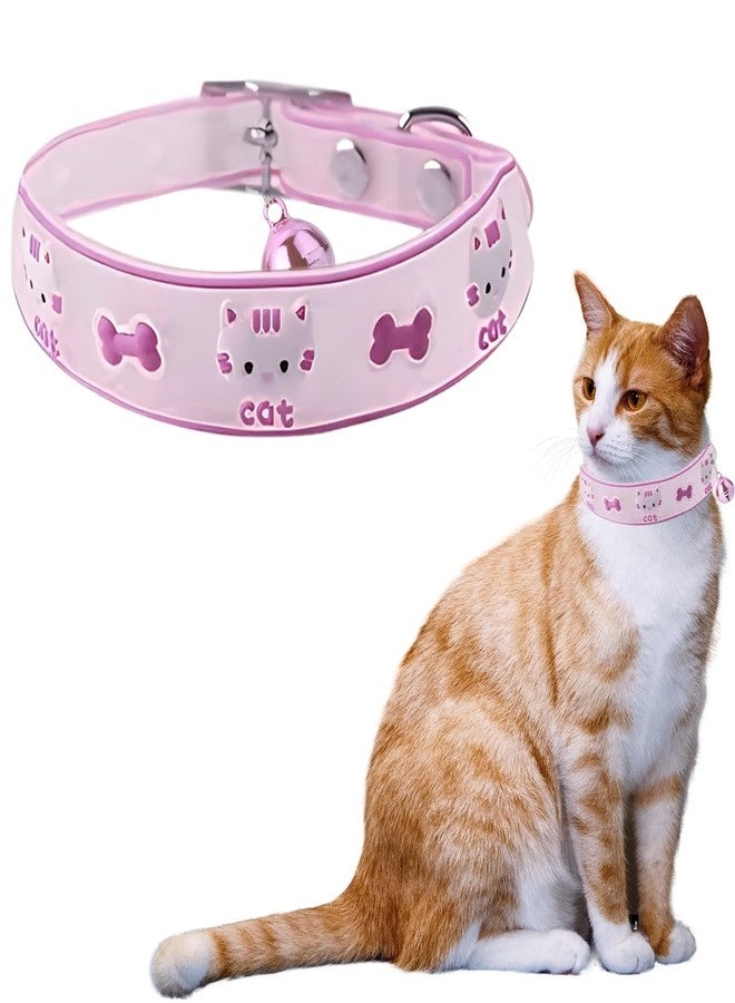 Sage Square Cat Face Glowing & Comfortable Cat Collar with Kitty Charm - Adjustable, Safe, Durable, Perfect for Kitten, Cat, Dog & Puppy, Quick-Release Buckle, Ideal for Training and Everyday Use - Image 1